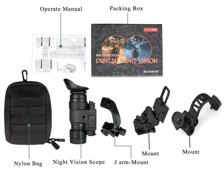 Тактический монокуляр ночного видения Night Vision PVS-14 + адаптер на шлем L4G24 + J-arm Mount + Рог дугой 1857090061 фото