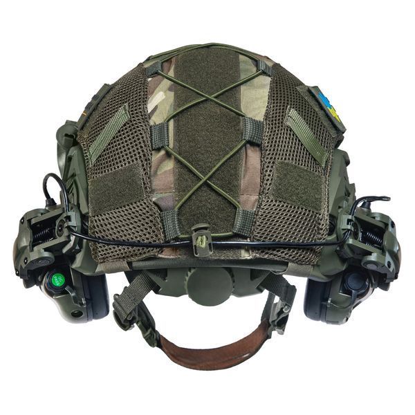 Шолом тактичний Fast Helmet NIJ IIIA + Навушники Earmor M31 MOD3 з чебурашкою +&nbsp;ліхтарик + кавер 026S1 фото