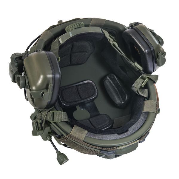 Шолом тактичний Fast Helmet NIJ IIIA + Навушники Earmor M31 MOD3 з чебурашкою +&nbsp;ліхтарик + кавер 026S1 фото