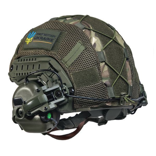 Шолом тактичний Fast Helmet NIJ IIIA + Навушники Earmor M31 MOD3 з чебурашкою + кавер 027S1 фото