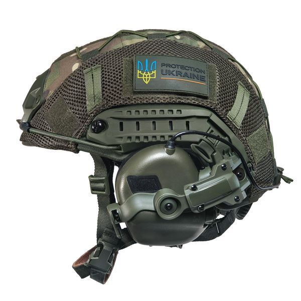 Шолом тактичний Fast Helmet NIJ IIIA + Навушники Earmor M31 MOD3 з чебурашкою + кавер 027S1 фото