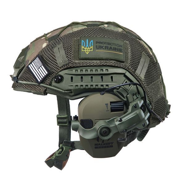 Шлем тактический Fast Helmet NIJ IIIA + Наушники Walkers Razor Slim с чебурашкой + кавер мультикам 028S1 фото