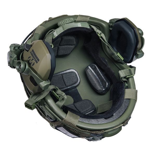 Шлем тактический Fast Helmet NIJ IIIA + Наушники Walkers Razor Slim с чебурашкой + кавер мультикам 028S1 фото
