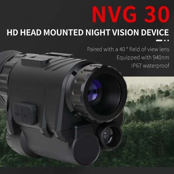 Комплект - монокуляр ночного видения NVG30 Wi-Fi 940nm + шлем (ABS-пластик) + крепления (Черный) 2191877106 фото