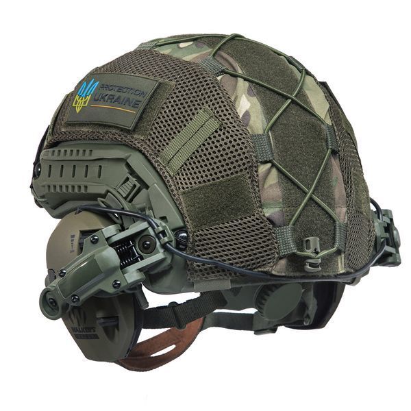 Шлем тактический Fast Helmet NIJ IIIA + Наушники Walkers Razor Slim с чебурашкой + кавер мультикам 028S1 фото
