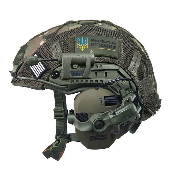 Шлем тактический Fast Helmet NIJ IIIA + Наушники Walkers Razor Slim с чебурашкой + фонарик + кавер 029S1 фото