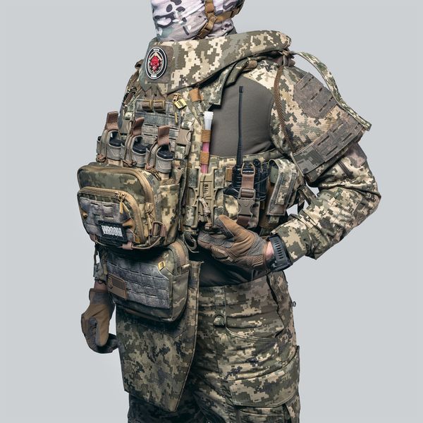 Бронежилет 6 класу Ghost Perfomance V5 з балістичним захистом 1 класу, системою швидкоскид + 9 підсумків, колір піксель 9025 фото