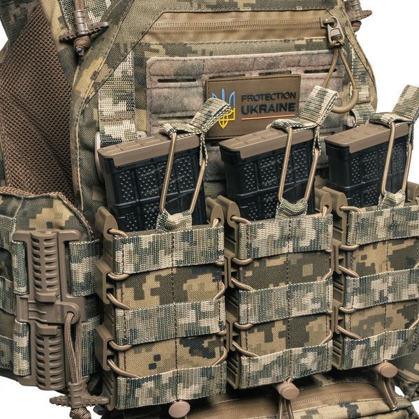 Бронежилет RAPTOR VORTEX 6 клас захисту, плити Греція, комплект + 9 підсумків, піксель 910-2 фото