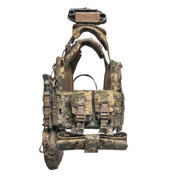Бронежилет RAPTOR VORTEX 6 клас захисту, плити Греція, комплект + 9 підсумків, піксель 910-2 фото