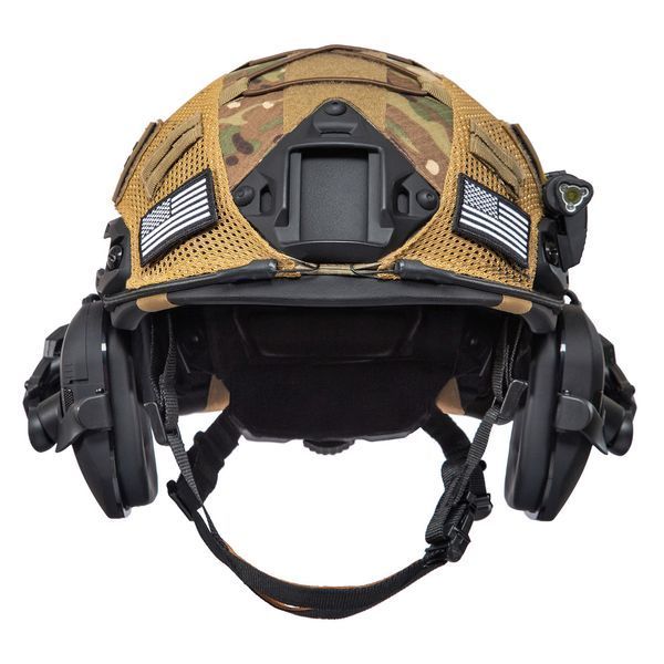Шолом тактичний Fast Helmet NIJ IIIA + Навушники Walkers Razor Slim з чебурашкою +&nbsp;ліхтарик + кавер 036S1 фото