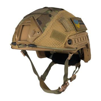 Шолом тактичний FAST Helmet NIJ IIIA балістичний кевларовий койот + Кавер мультикам 012 фото