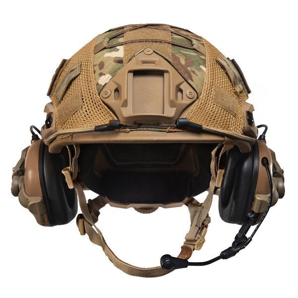 Шолом тактичний Fast Helmet NIJ IIIA + Навушники Earmor M32 MOD3 з чебурашкою + кавер 019XL2 фото