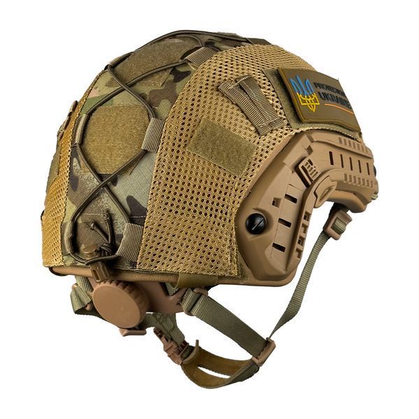Шолом тактичний FAST Helmet NIJ IIIA балістичний кевларовий койот + Кавер мультикам 012 фото