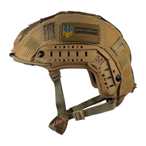 Шолом тактичний FAST Helmet NIJ IIIA балістичний кевларовий койот + Кавер мультикам 012 фото