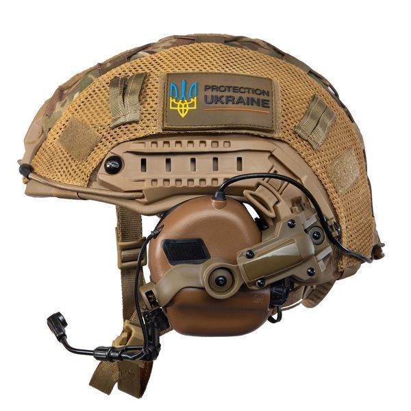 Шолом тактичний Fast Helmet NIJ IIIA + Навушники Earmor M32 MOD3 з чебурашкою + кавер 019XL2 фото