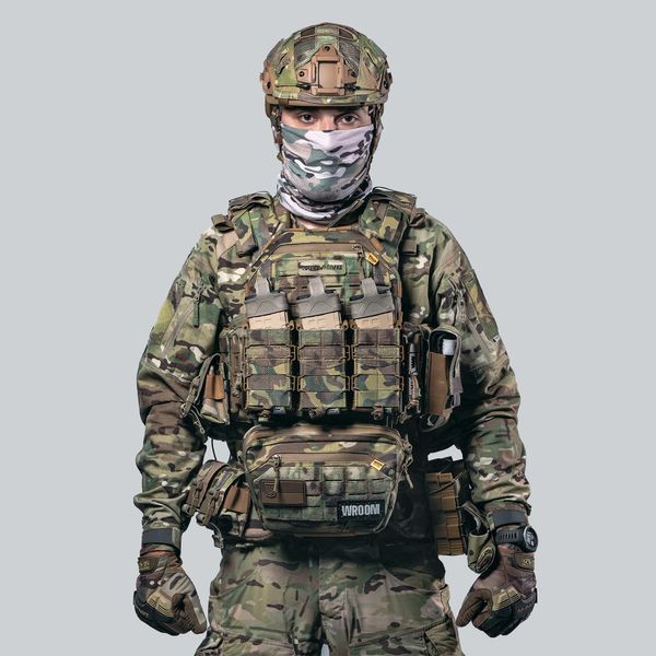 Полегшений бронежилет 6 класу &laquo;Ghost Gen4 V2&raquo; з керамічними бронеплитами, системою швидкоскидання + 9 підсумки, колір мультикам 2206327451 фото