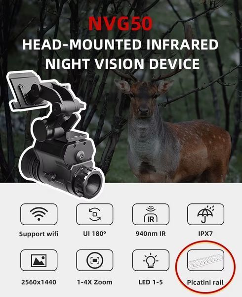 Монокуляр нічного бачення NVG50 2.5k 45&deg; Wi-Fi 940нм (до 600м у темряві) 2618051706 фото