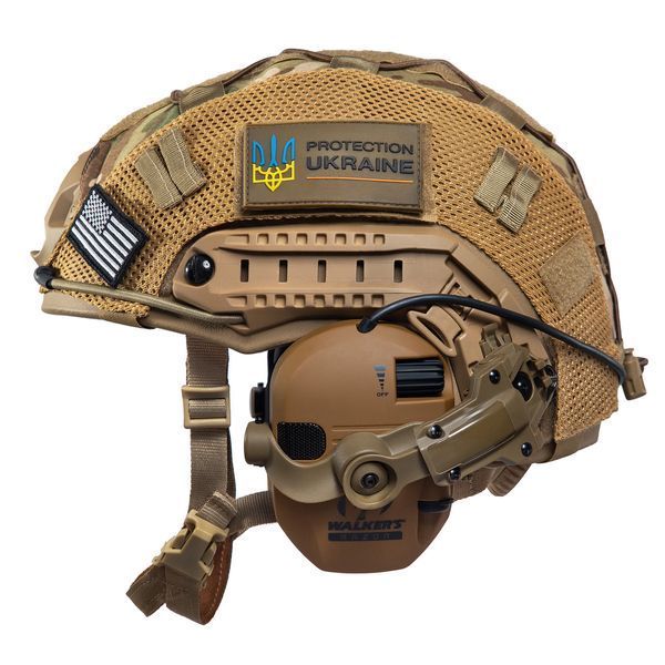 Шолом тактичний Fast Helmet NIJ IIIA + Навушники Walkers Razor Slim з чебурашкою +&nbsp;кавер мультикам 004S1 фото