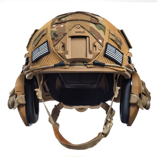 Шолом тактичний Fast Helmet NIJ IIIA + Навушники Walkers Razor Slim з чебурашкою +&nbsp;кавер мультикам 004S1 фото