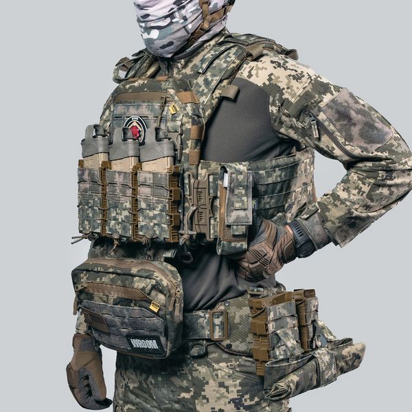 Бронежилет 6 класу &laquo;Ghost Gen4 V2&raquo; з балістичним захистом 1 класу, системою швидкого скидання + 9 підсумків, колір піксель 2236259265 фото
