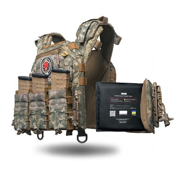 Бронежилет 6 класу &laquo;Ghost Gen4 V2&raquo; з балістичним захистом 1 класу, системою швидкого скидання + 9 підсумків, колір піксель 2236259265 фото