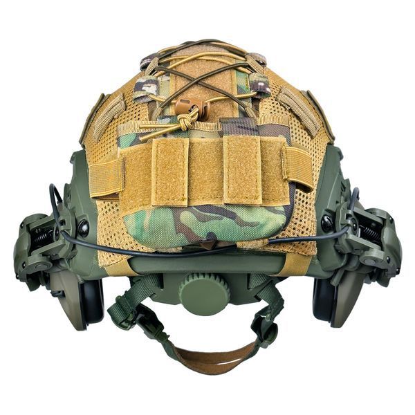 Шолом тактичний Fast Helmet NIJ IIIA + Навушники Walkers Razor Slim з чебурашкою +&nbsp;кавер мультикам 005S1 фото