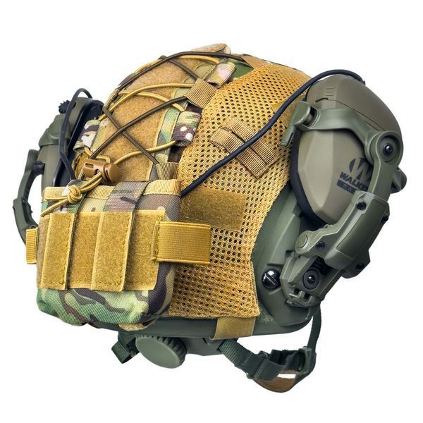 Шолом тактичний Fast Helmet NIJ IIIA + Навушники Walkers Razor Slim з чебурашкою +&nbsp;ліхтарик + кавер 006S1 фото