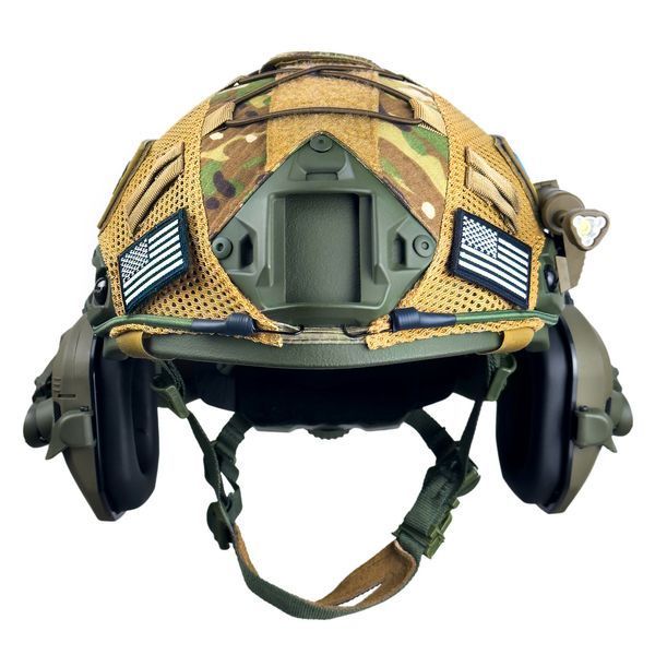 Шолом тактичний Fast Helmet NIJ IIIA + Навушники Walkers Razor Slim з чебурашкою +&nbsp;ліхтарик + кавер 006S1 фото