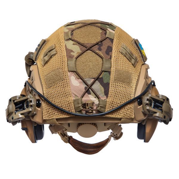Шолом тактичний Fast Helmet NIJ IIIA + Навушники Walkers Razor Slim з чебурашкою +&nbsp;ліхтарик + кавер 014S1 фото